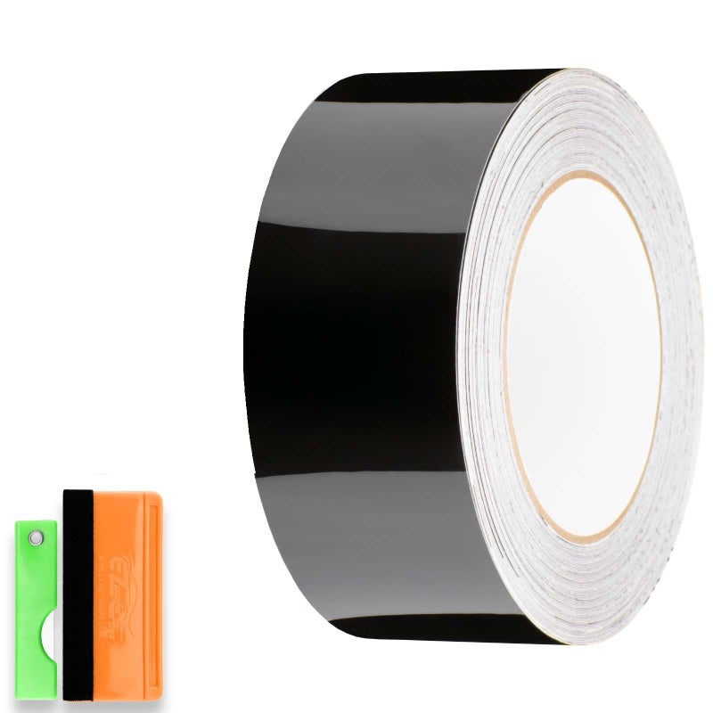 EZAUTO WRAP 2 in x 75 FT Gloss Black Vinyl Wrap Kit Sticker Decal for Black Out Chrome Remove Window Trim Door Trim Self-Adhesive Air Release Waterproof and Scratch DIY - Image 1